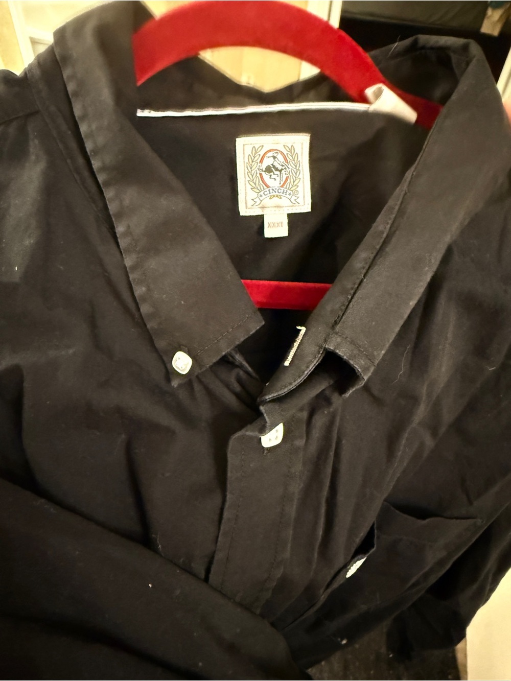 Cinch Black Shirt with Embroidered Crest